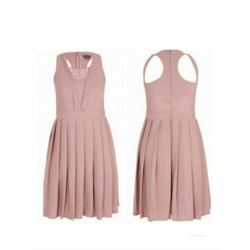 NWT City Chic 16W (S) Ash Rose Pink Eyelash Trim Fit & Flare Dress G-2244